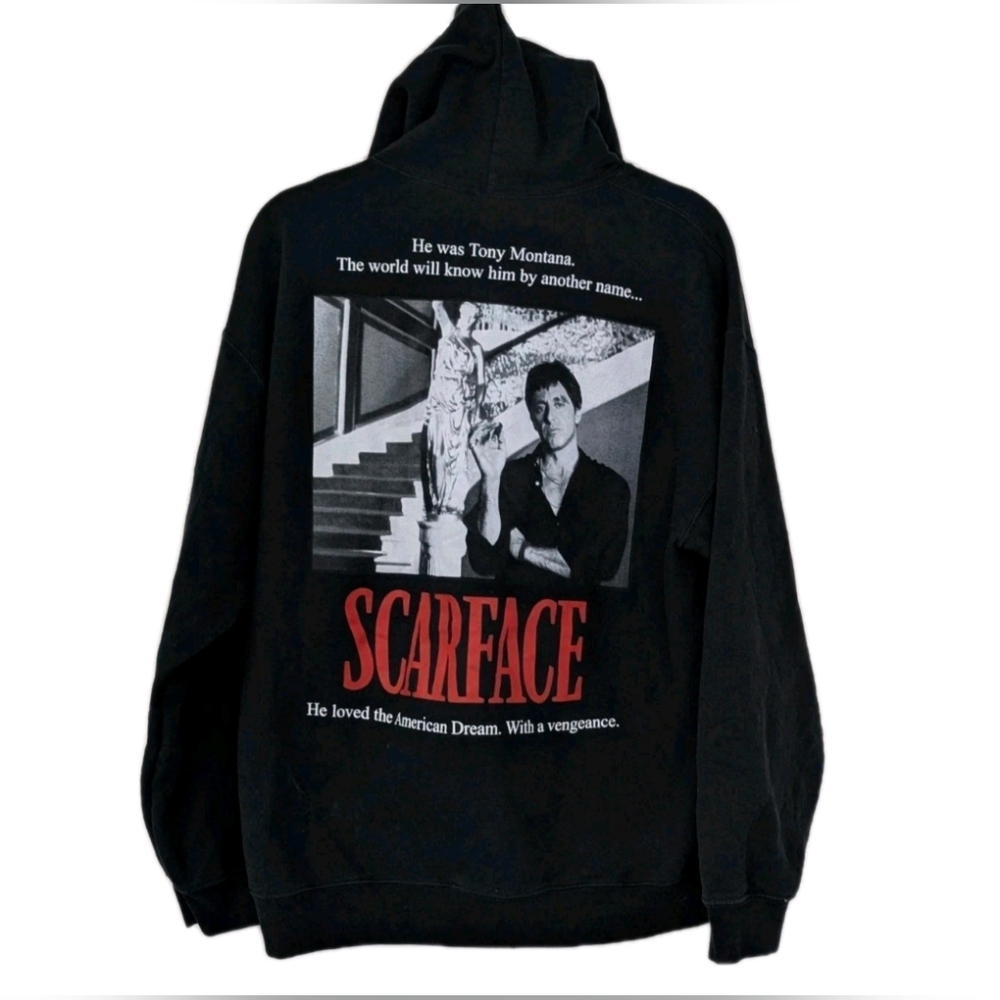 Scarface Hoodie by Ripple Junction Size Med Back Print Black men Unisex